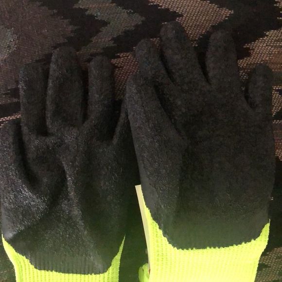Safety Construction Latex Coated Winter Warm Hi Vis Gloves Lot of 2 pair LARGE - Picture 4 of 6